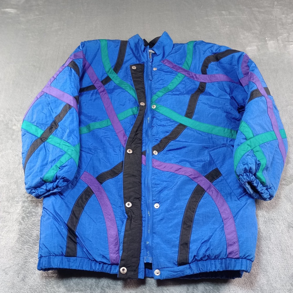 Gaper Day Ski Winter Jacket Womens XL Blue Vintage 80s 90s Geometric Retro Ski